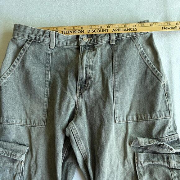 Zara Womens EUR 40 Gray Cargo Jeans Vintage Y2K Wide Leg Streetwear 90s XL - Picture 6 of 8